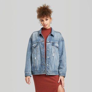 NWT Wild Fable Distressed Oversized Denim Jacket - Small